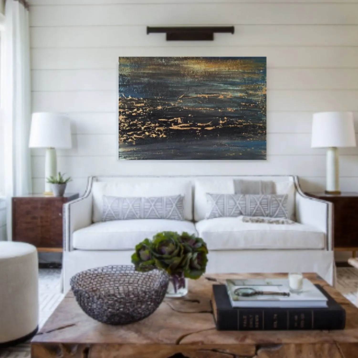 Magical Midnight Sky hanging in a furnished room