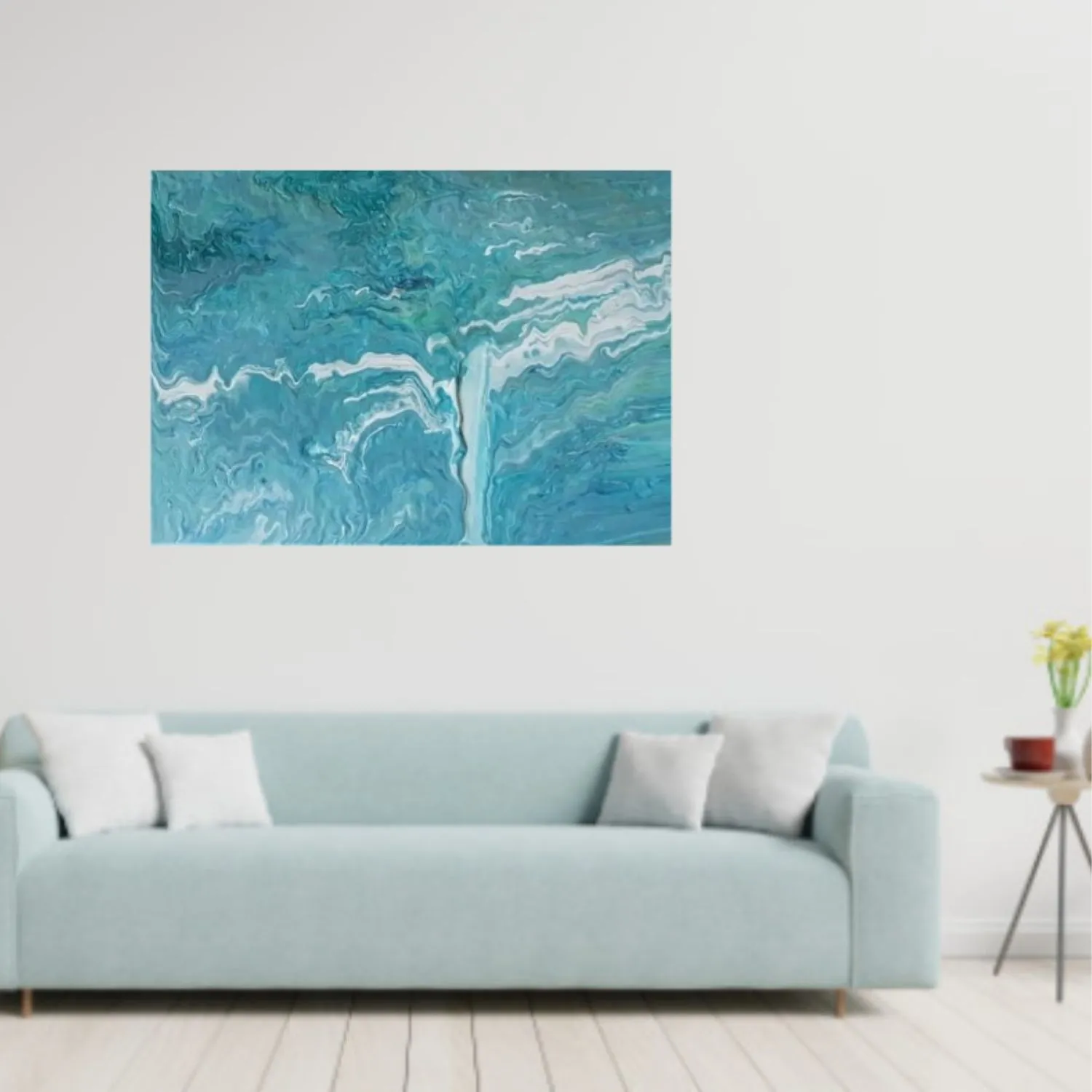 Waterfalls hanging in a furnished room