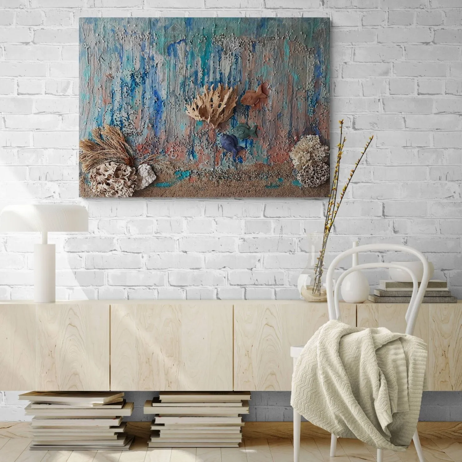 Sea Fantasy hanging in a furnished room