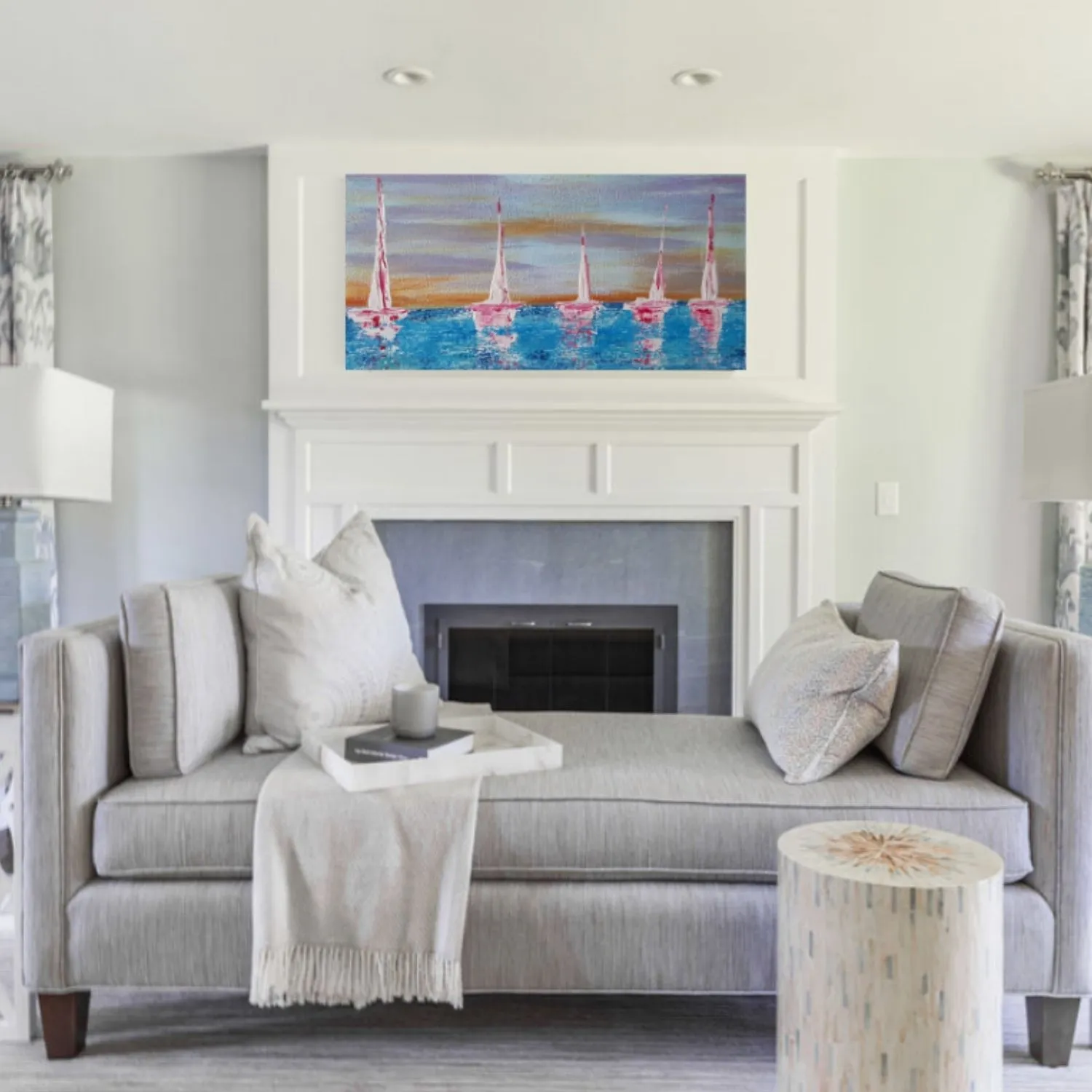 Sailing the Seas hanging in a furnished room