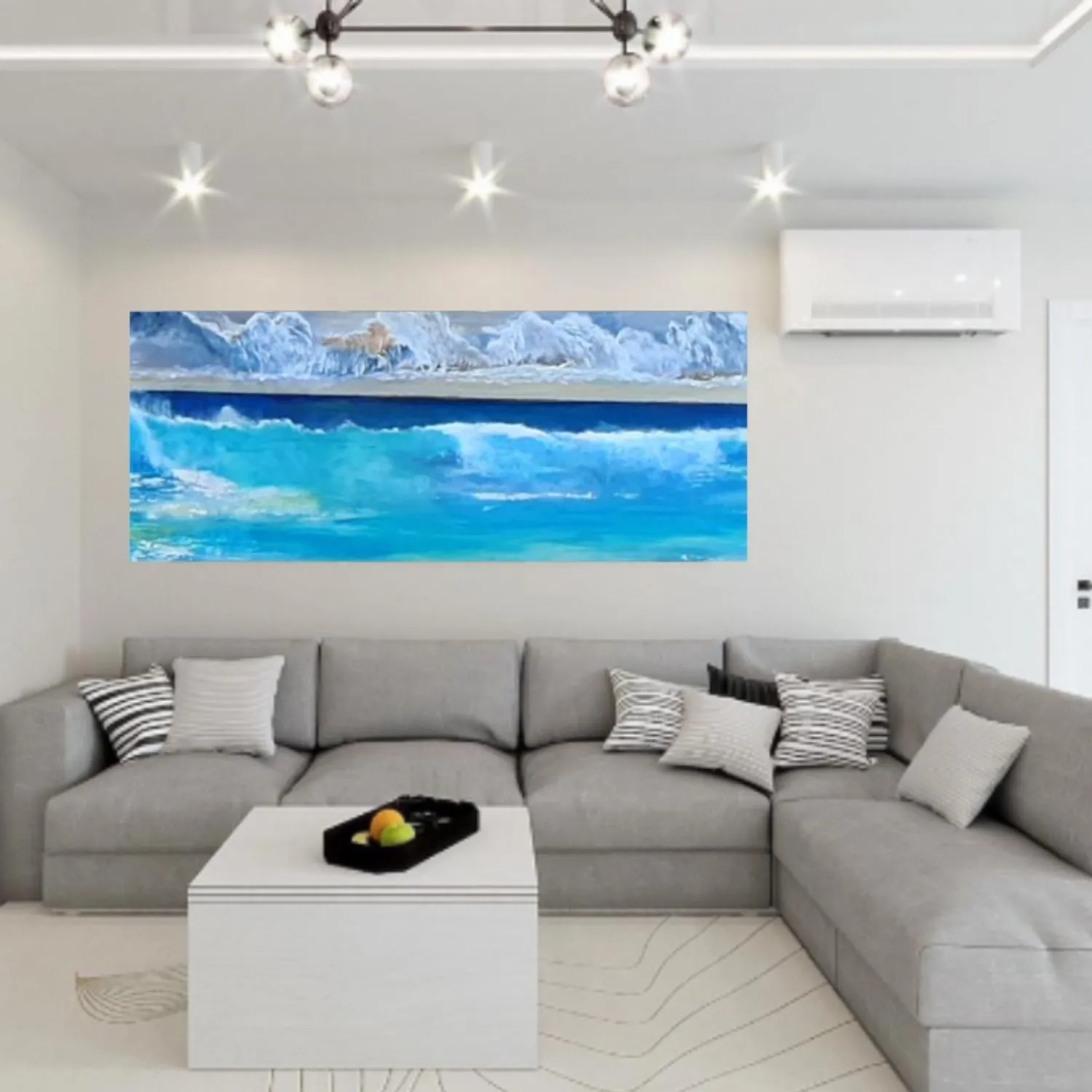 Arctic Waves hanging in a furnished room