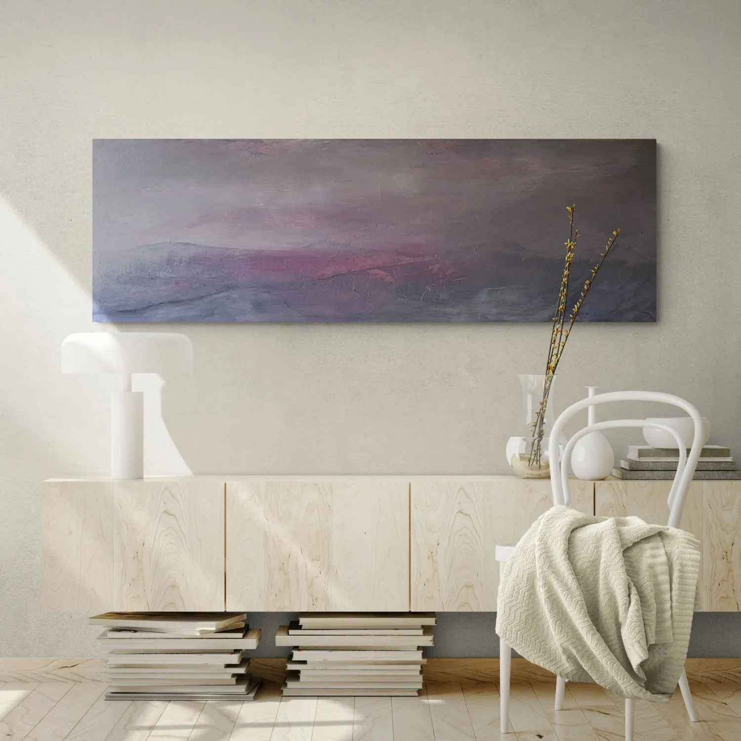 Burning Mountains hanging in a furnished room