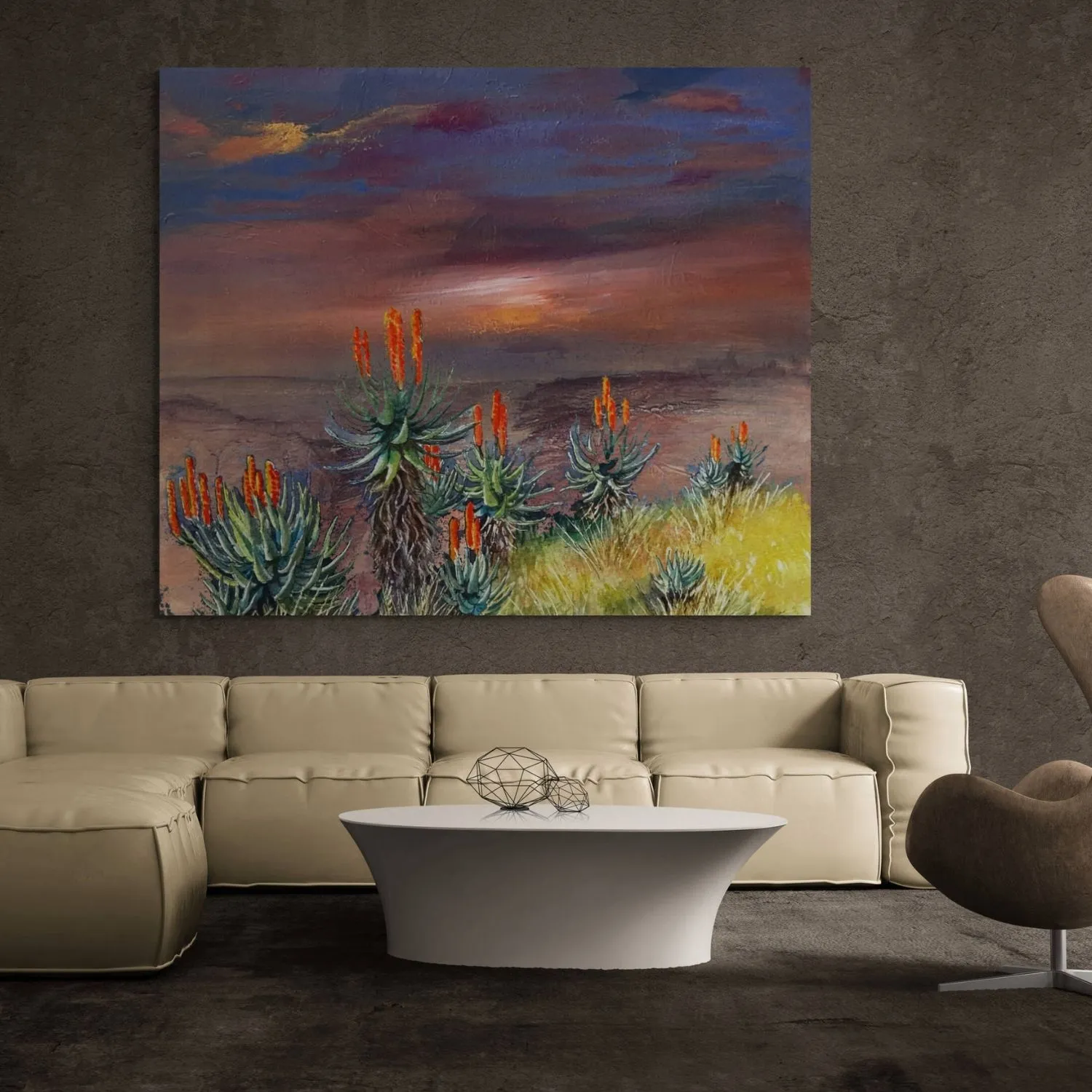 Enjoying the Scenery hanging in a furnished room