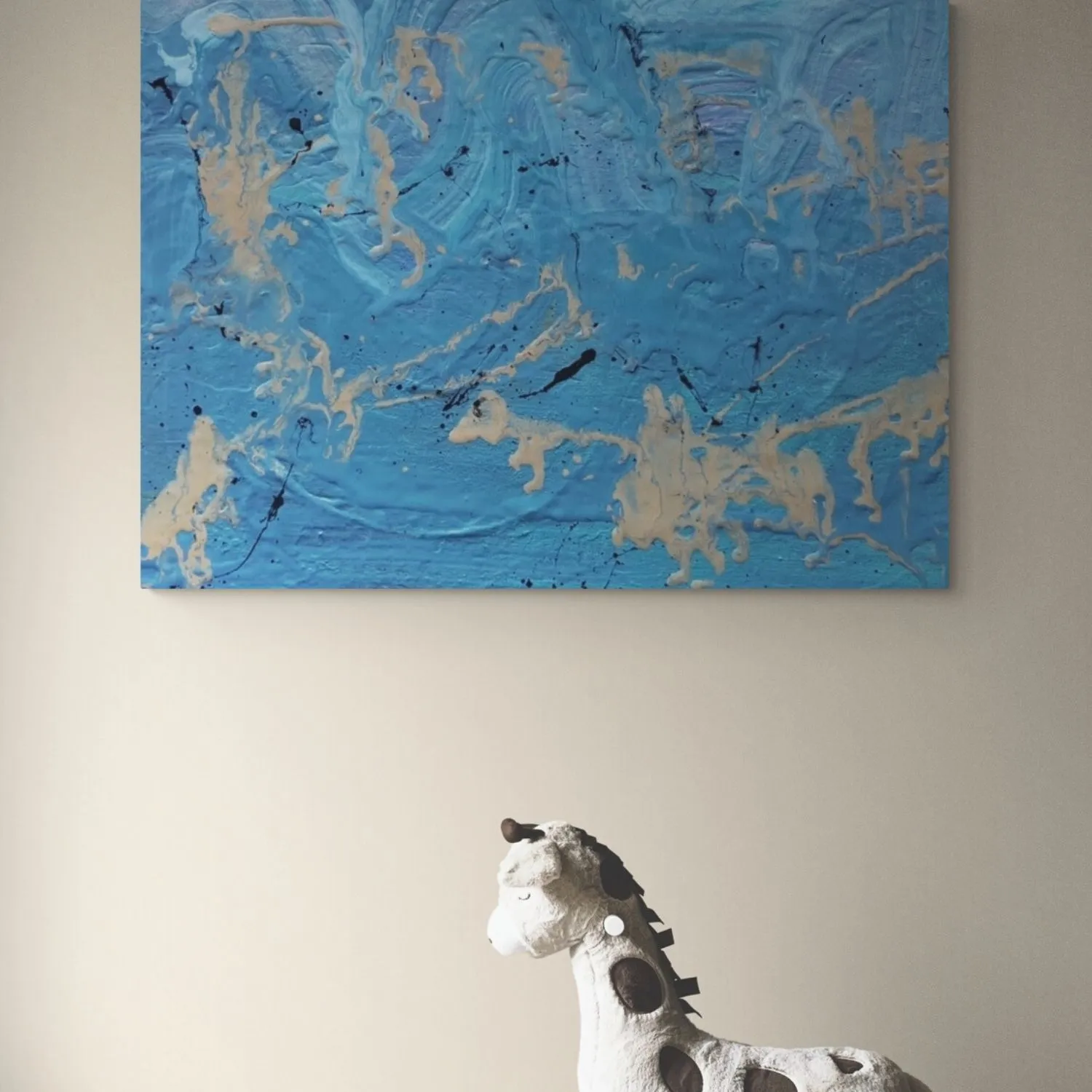 Happy Blues hanging in a furnished room