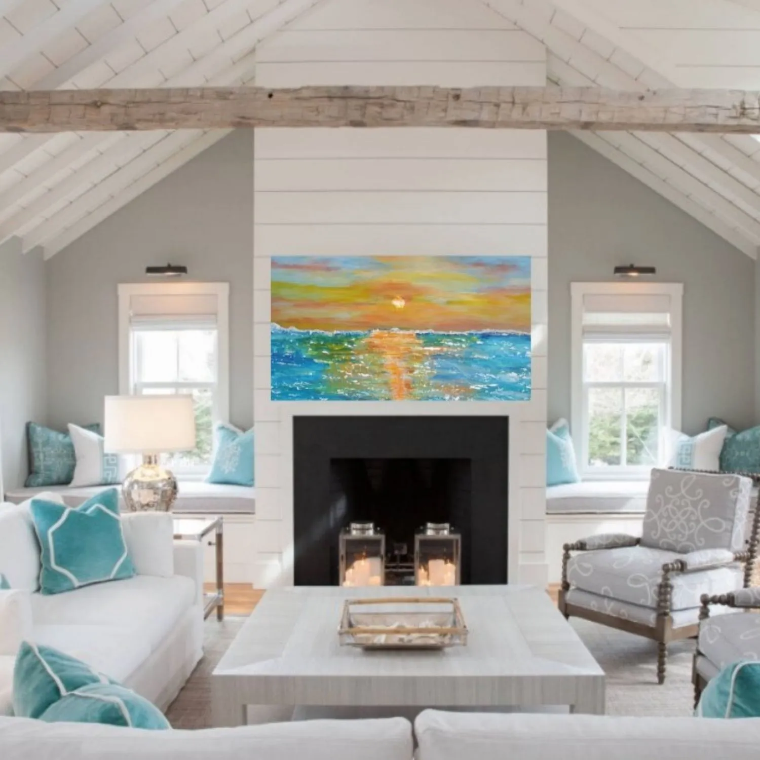 Ocean Paradise hanging in a furnished room