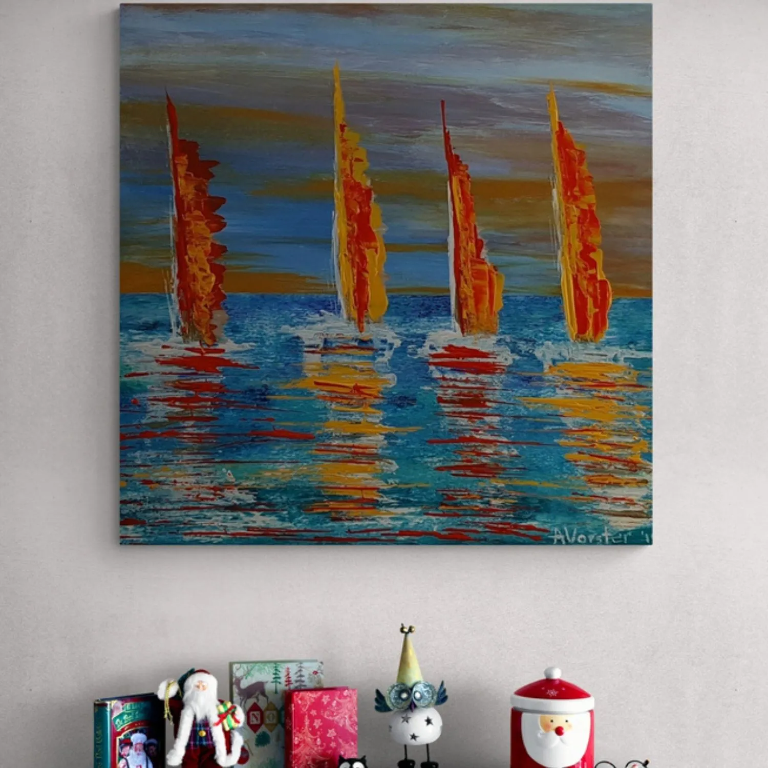 The Four Sailers hanging in a furnished room