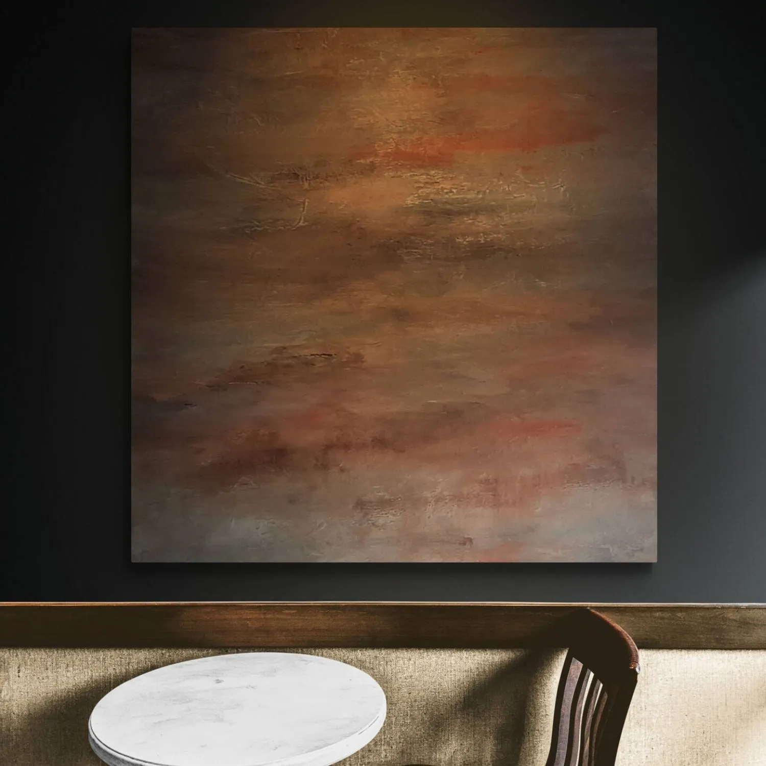 Rusty Darkness hanging in a furnished room