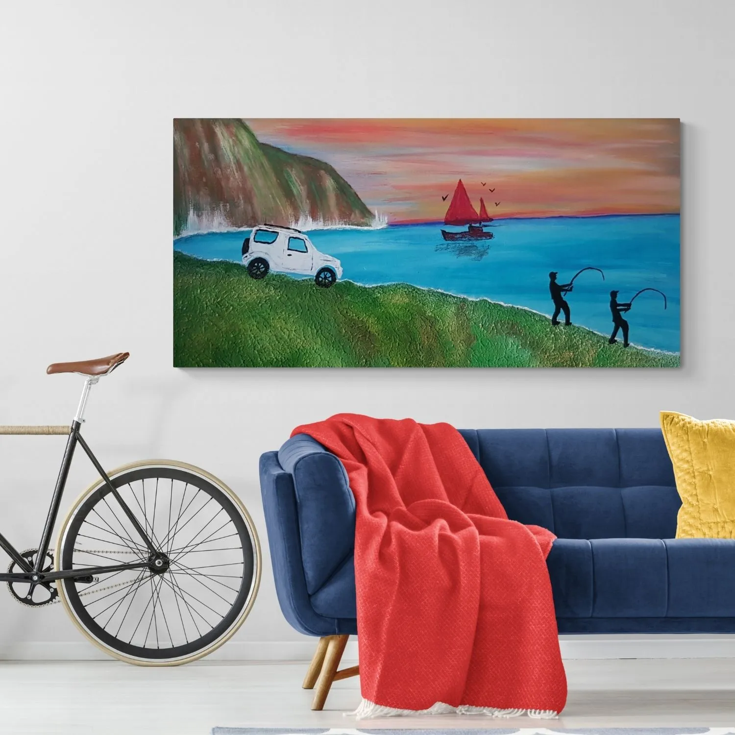 Far Away Memories hanging in a furnished room