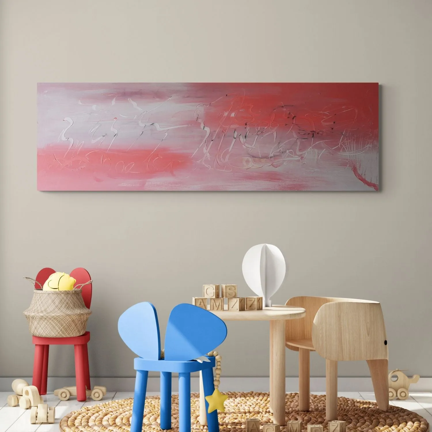 Written in Colour hanging in a furnished room