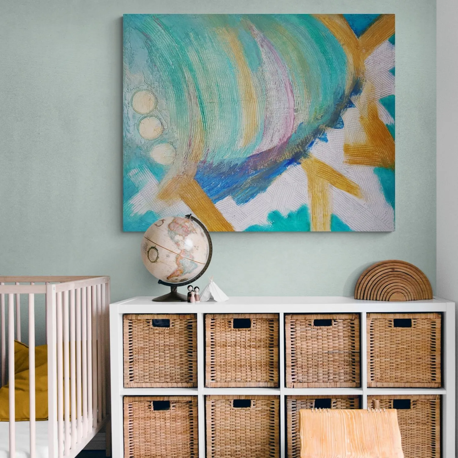 Rainbow Dreams hanging in a furnished room