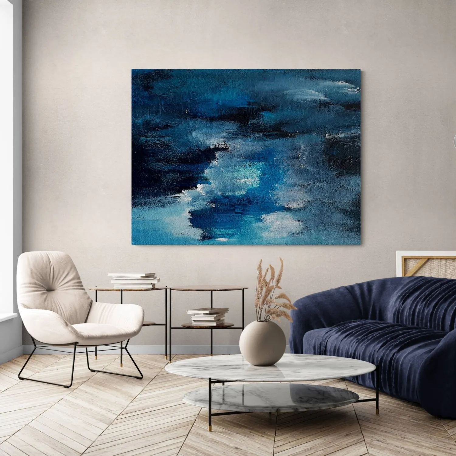 Moonlight hanging in a furnished room
